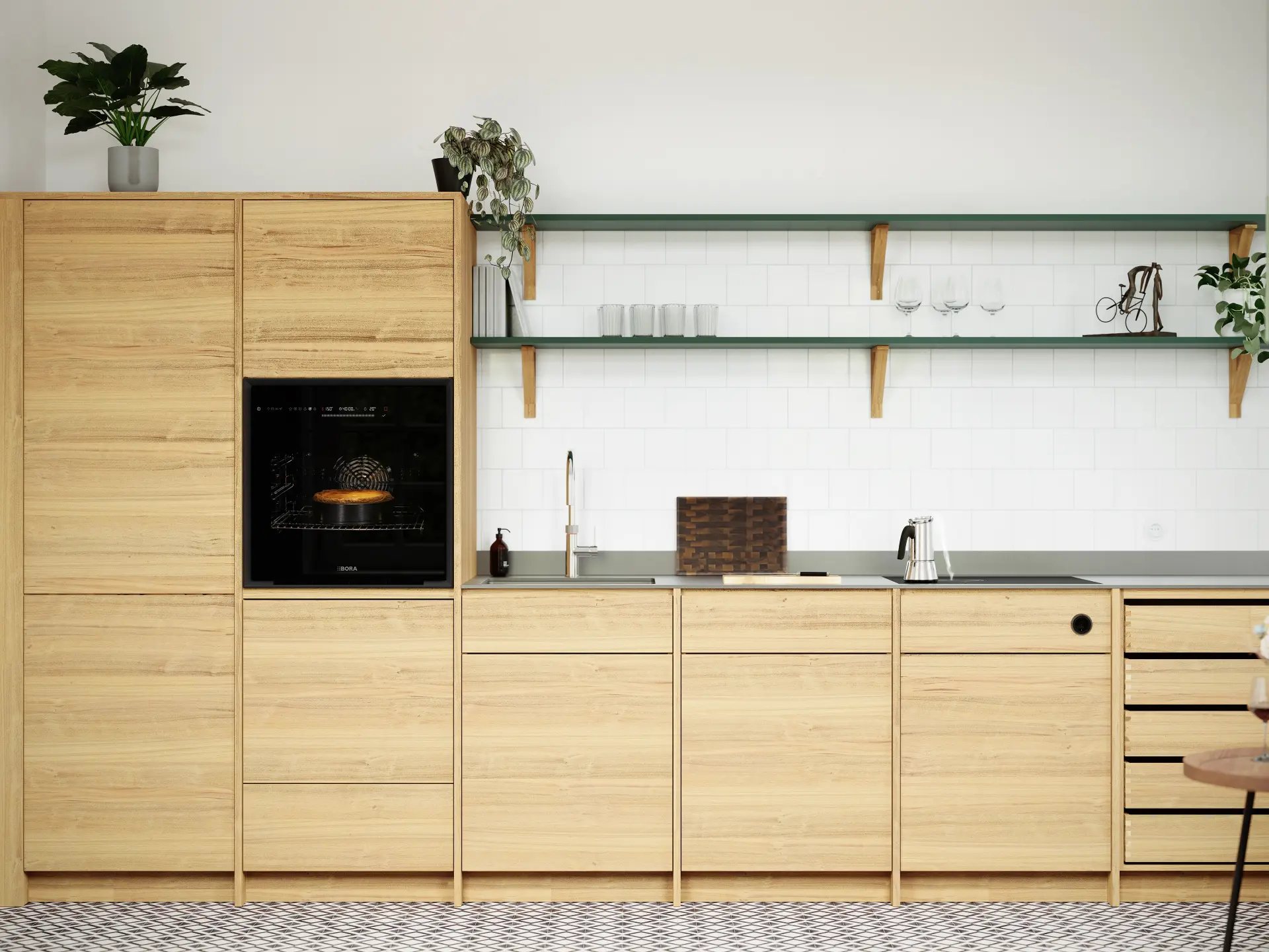 BORA Dampfbackofen Oven Steam in einer hellen Holzküche