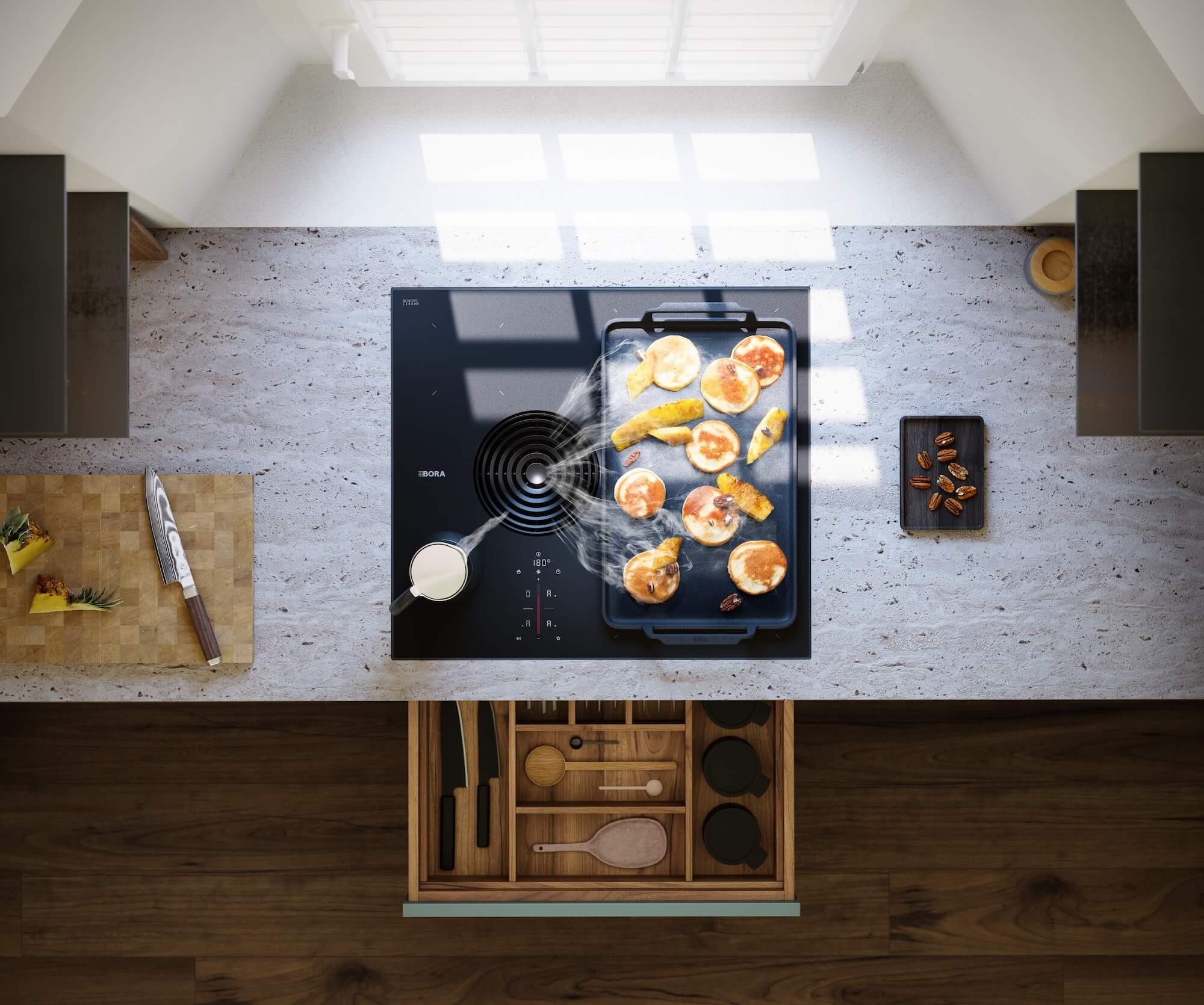 BORA S Pure mit matter Glaskeramik von oben