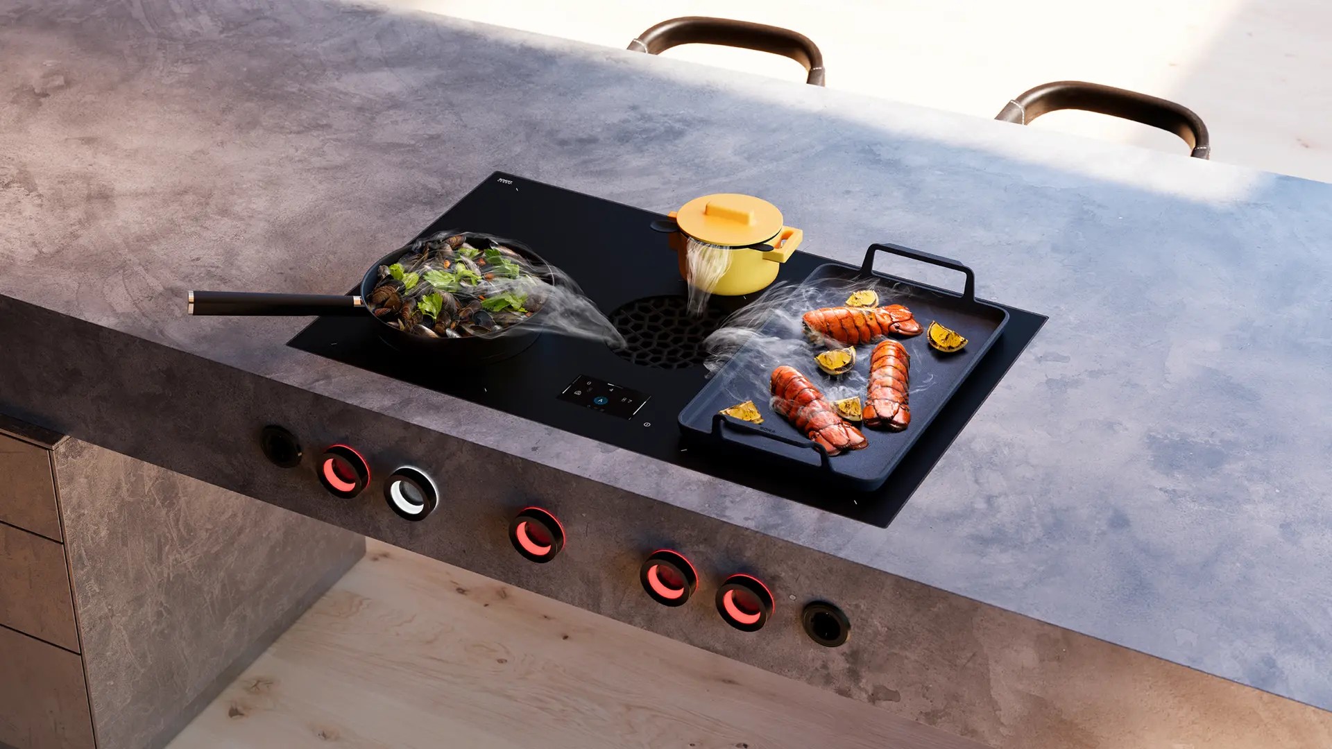 BORA X Pure Max mit beleuchteten Bedienknebeln aus Aluminium